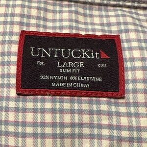 UNTUCKIT  long sleeve nylon/spandex plaid shirt Button Up Performance Large Slim